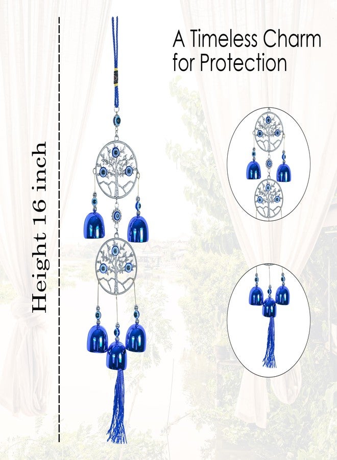ZAICUS 5-Bell Evil Eye Wind Chime - Protective Charm for Good Luck, Positive Energy, and Harmony, Decorative Hanging for Indoor & Outdoor Spaces, Ideal Gift for Loved Ones - Image 2